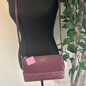 Kate Spade Burgundy and Pink Glitter Crossbody Bag